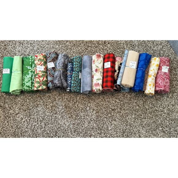 Cotton Fabric Scraps Over 7 Lbs Various Patterns De-stash. 1 Yard Cuts And Unde - Picture 6 of 7